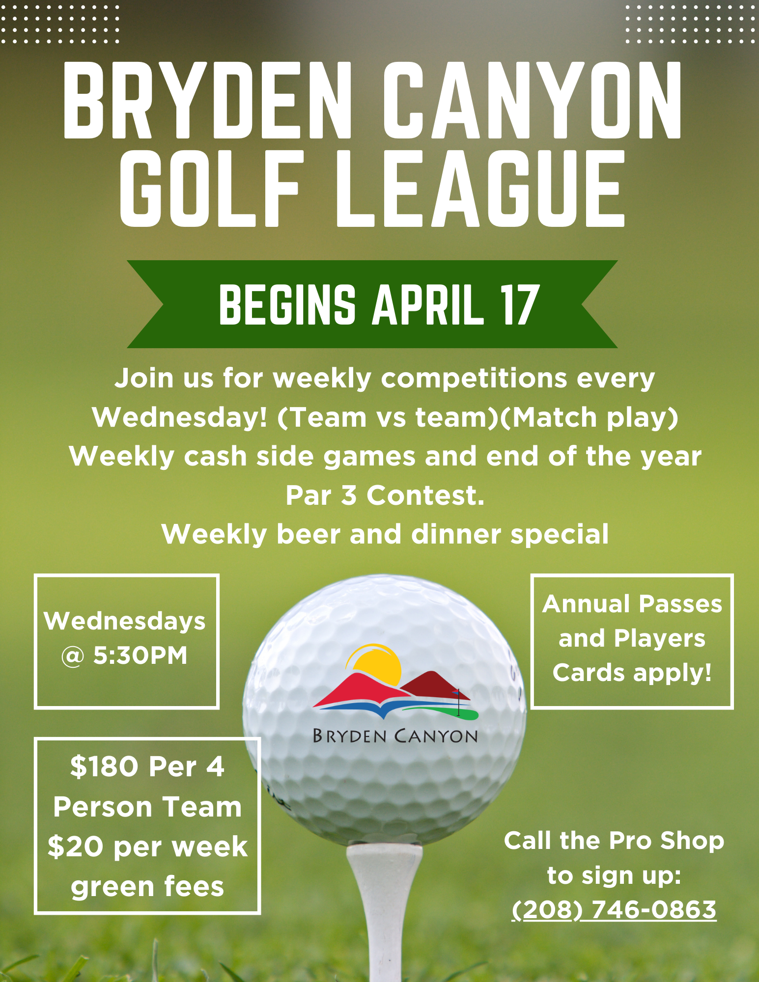 Bryden Canyon Golf League Flyer